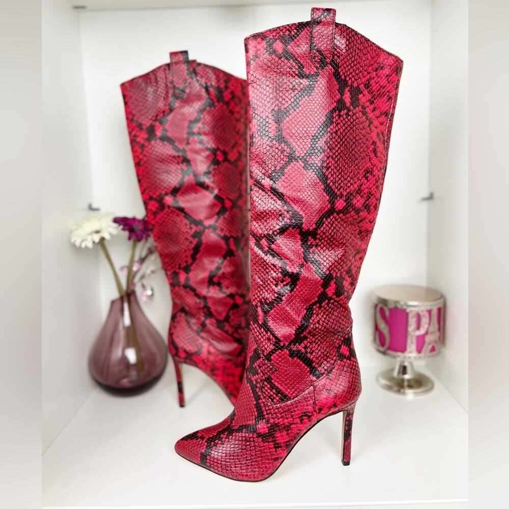VINCE CAMUTO Kervana Croc Embossed Leather Knee High Boot